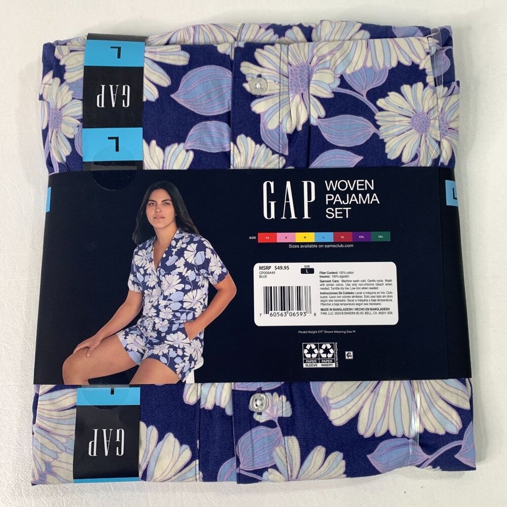 Gap Women's L PJ Set 2-Piece Floral Woven Top and Shorts Pajama Set Size L - Picture 6 of 8